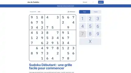 Sudoku d&eacute;butant gratuit