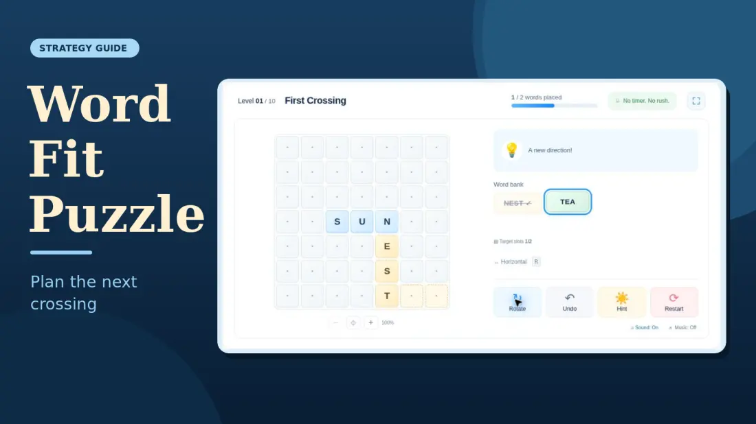Word Fit Puzzle Strategy: Plan the Next Crossing
