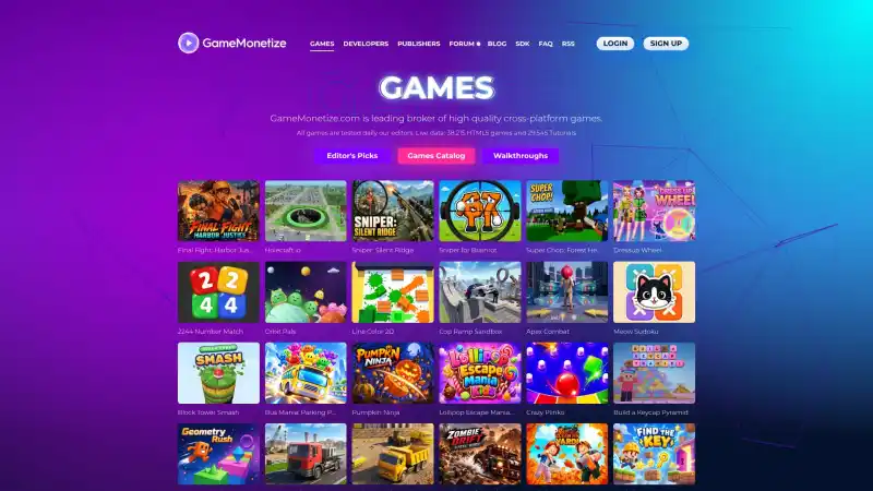 GameMonetize.com: Game distribution HTML5 Games for Websites